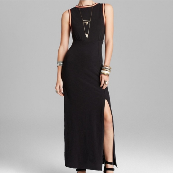 Free People Embroidered Black Sabrina Maxi Cut Out Dress Medium - Picture 4 of 16